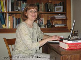 Karen in her study.